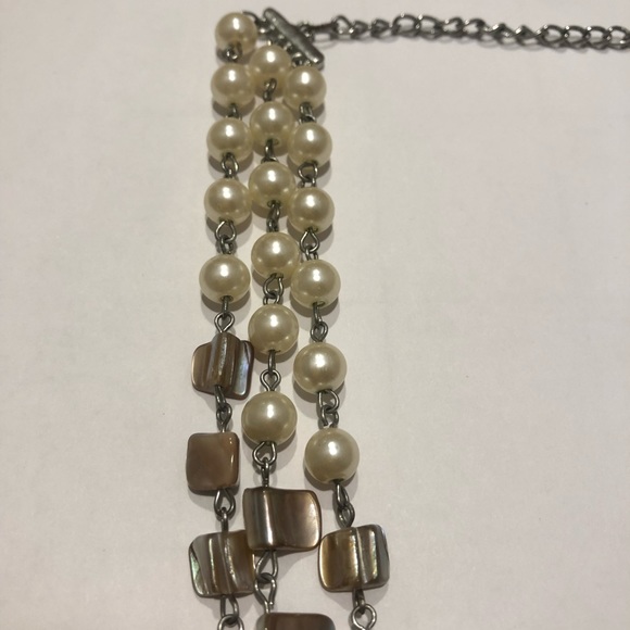 Triple Chain Pearl Costume Necklace - Picture 2 of 5